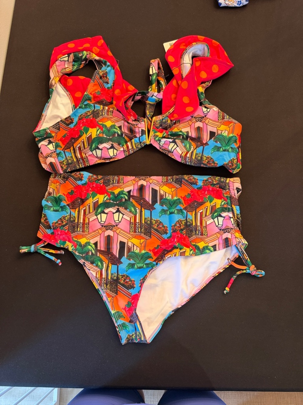 Two-Piece Swim Set - Red & Multicolor